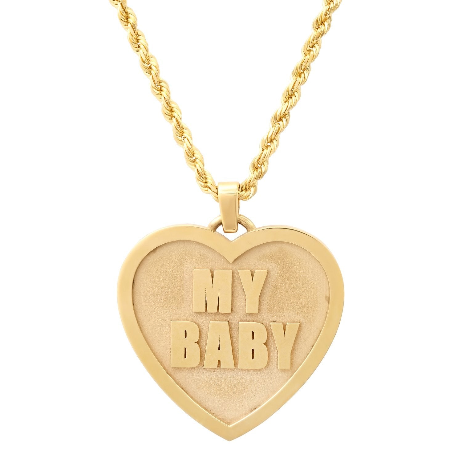 My Baby Solid Gold Oversized Heart Necklace
