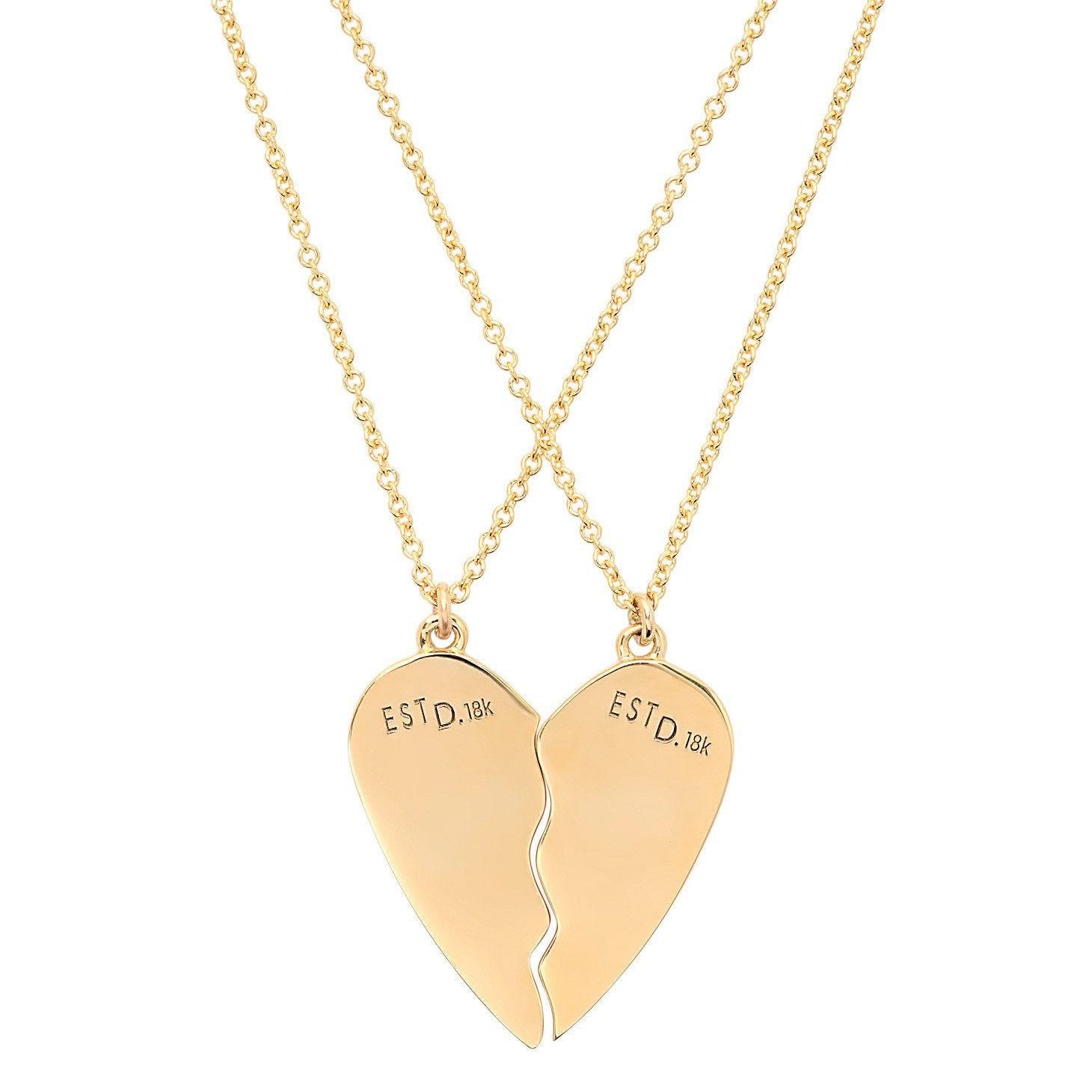 Best Fuckin Friends (2 Piece) Heart Necklaces w/ Diamonds