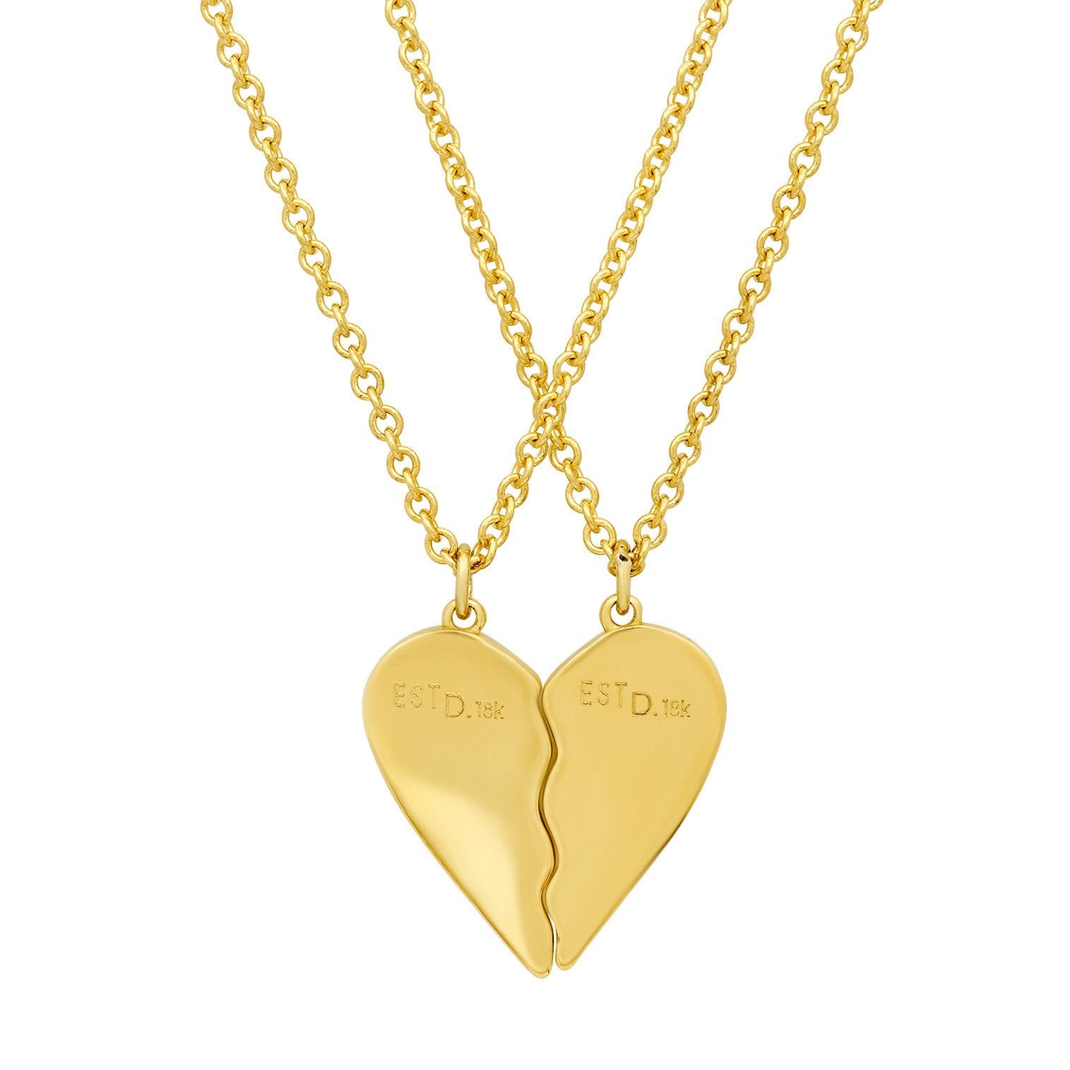 Mini Best Fuckin Friends (2 Piece) Heart Necklaces w/ Diamonds