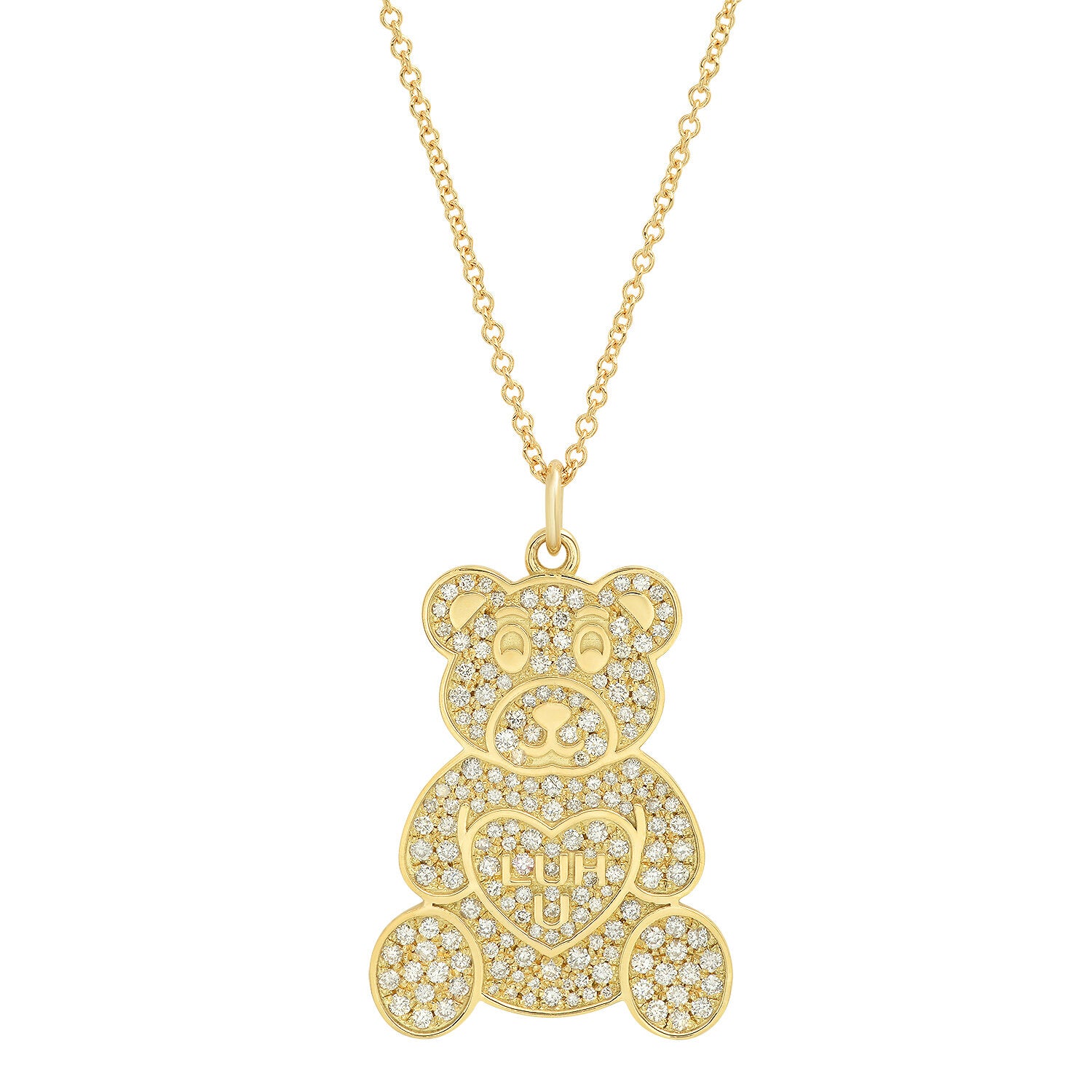 Pave Teddy Bear Pendant Necklace