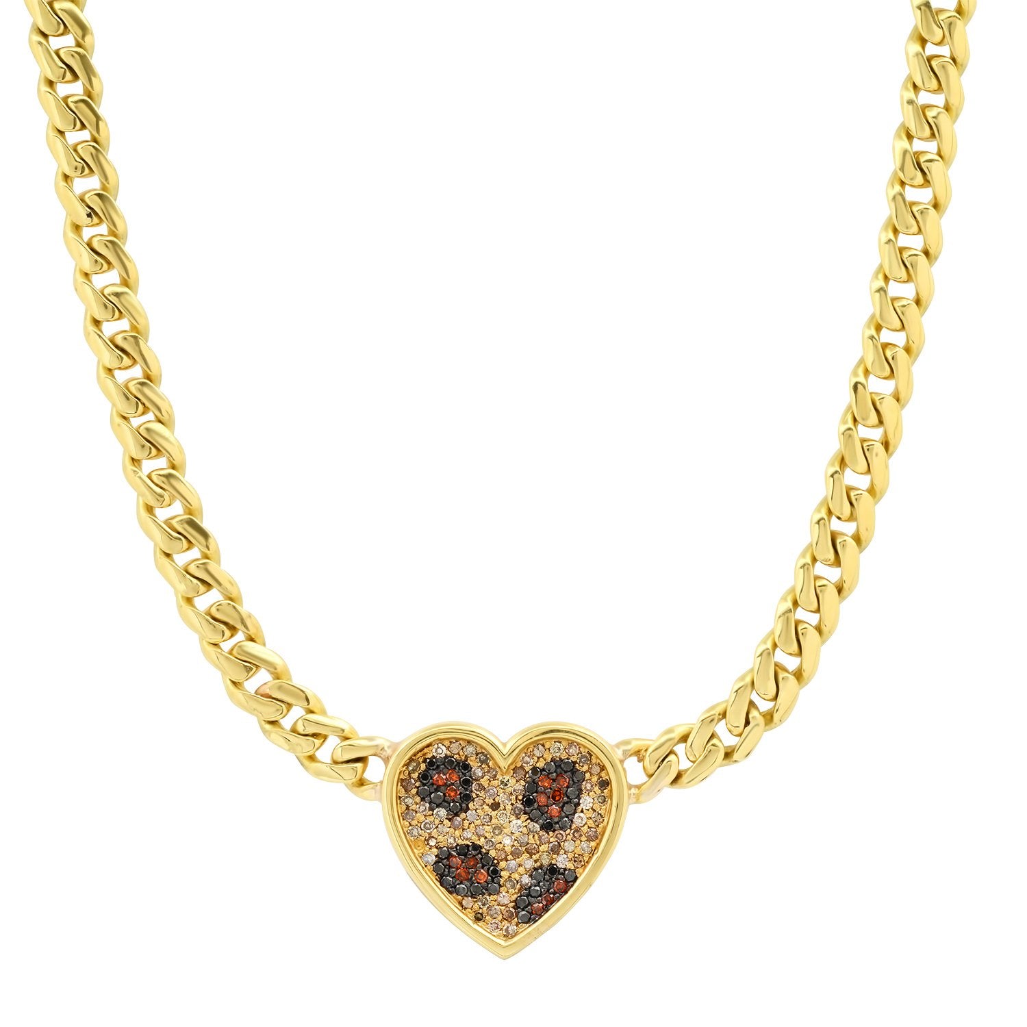 Leopard Pave Heart Necklace