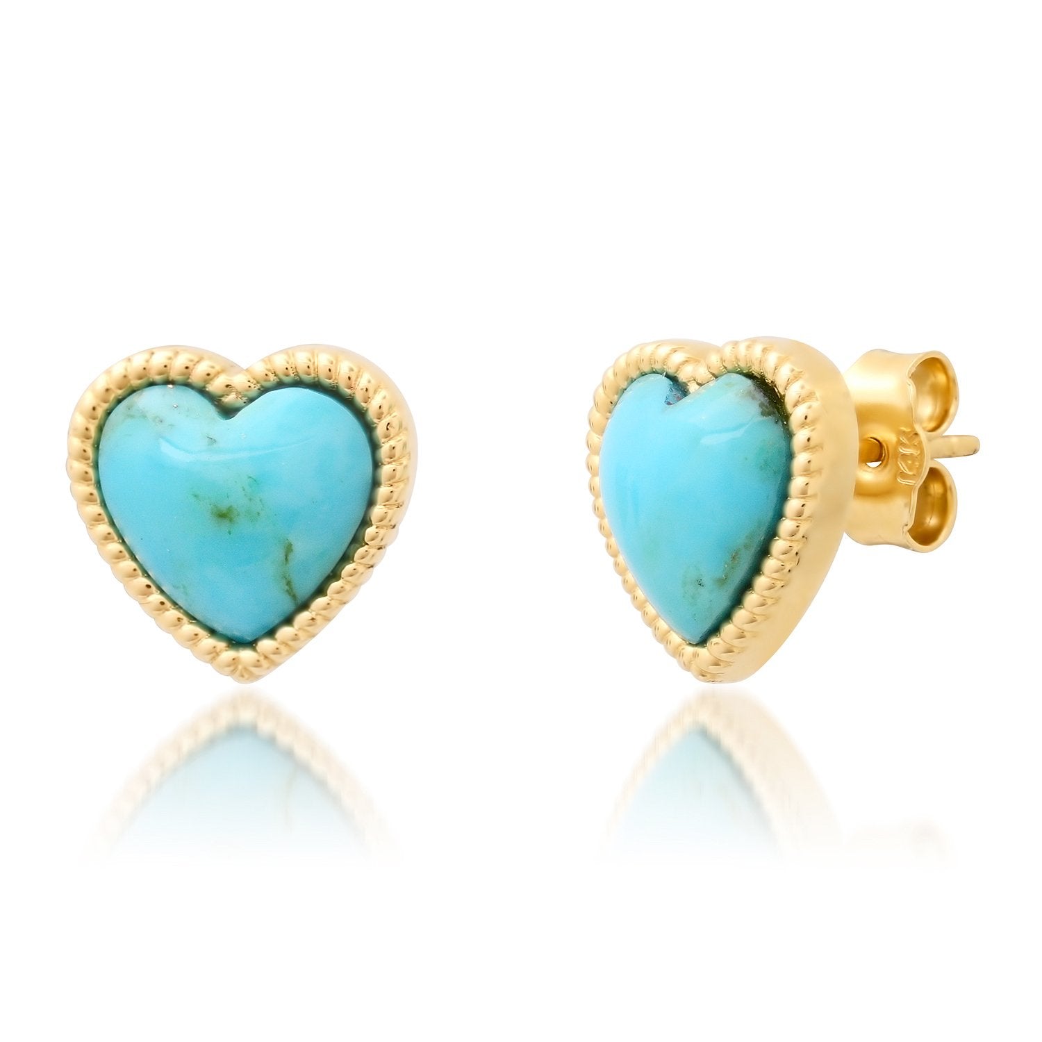 Turquoise Rope Trim Heart Stud Earrings
