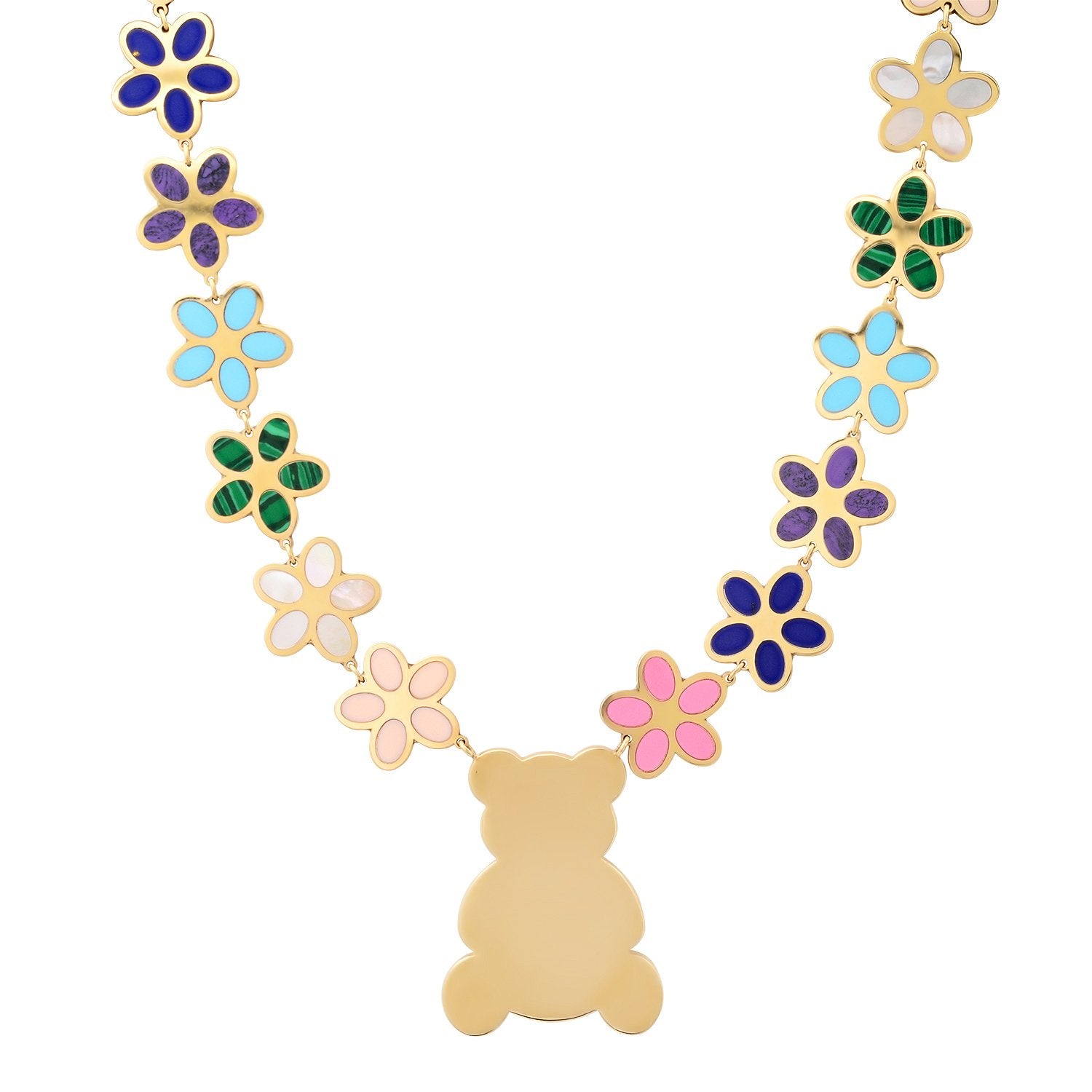 Flower Teddy Bear Necklace