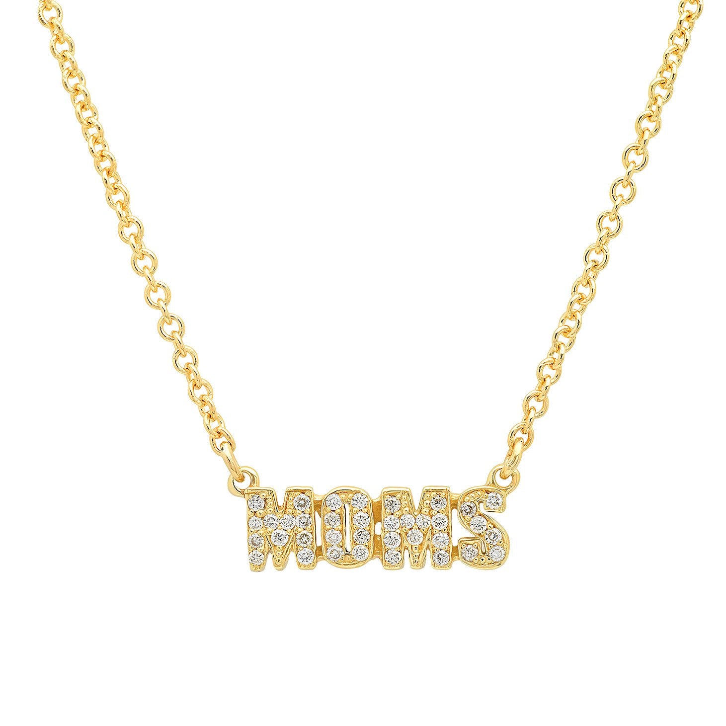 "Moms" Necklace w/ Diamonds