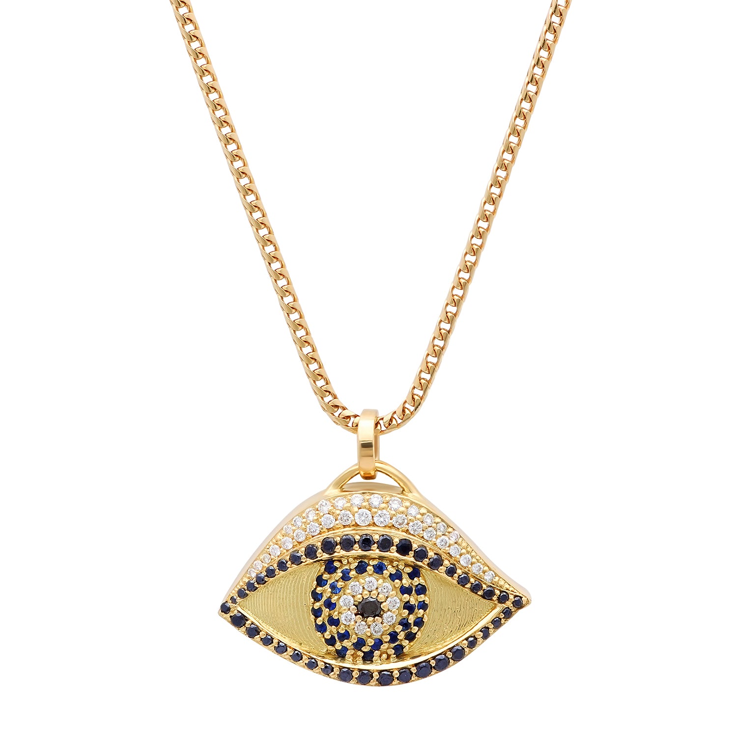 Men's Evil Eye Necklace with Diamonds & Precious Gemstones