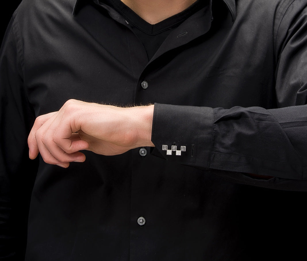 Men's Checker Cuff Links with Black and White Diamonds