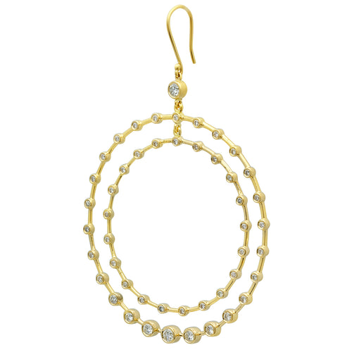 DOUBLE HOOP DIAMOND EARRINGS