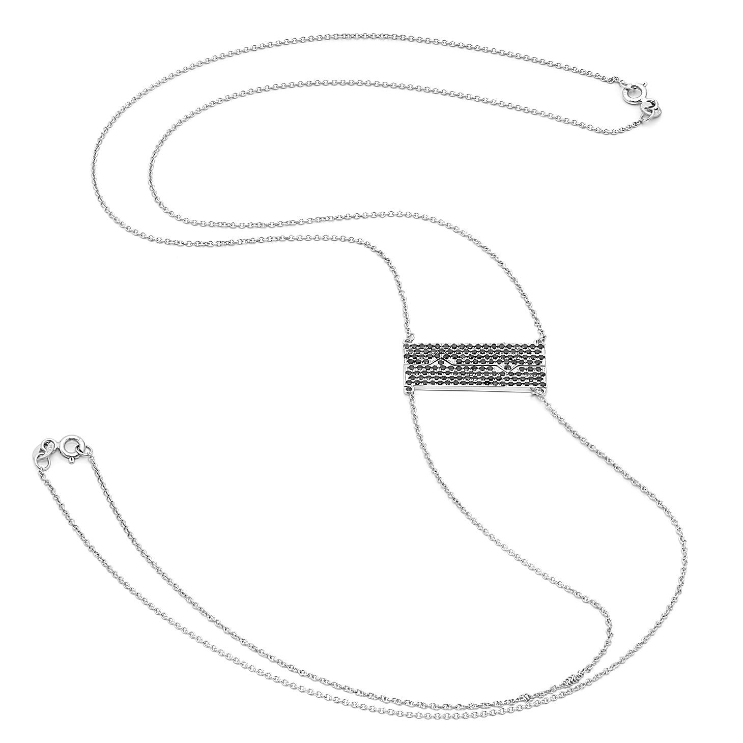 Horizontal Friendship Necklace with Black Diamonds