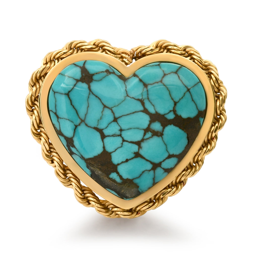Turquoise Rope Heart Ring