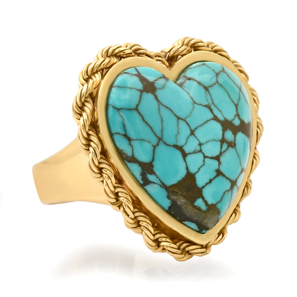 Turquoise Rope Heart Ring