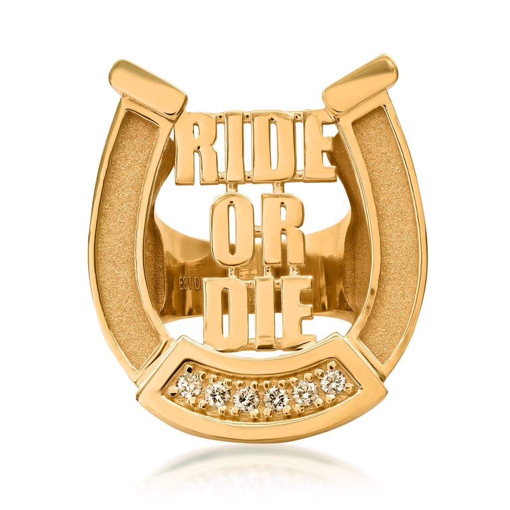 "RIDE OR DIE" XL HORSESHOE RING