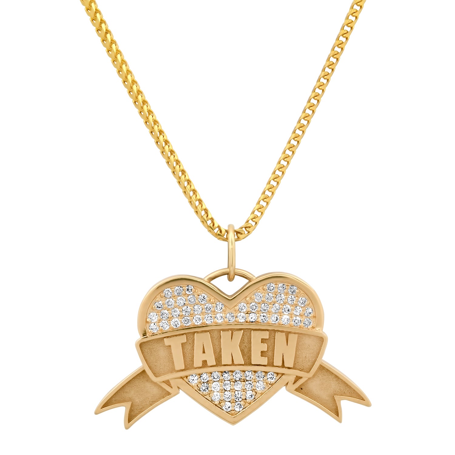 TAKEN Tattoo Heart Necklace with Diamonds