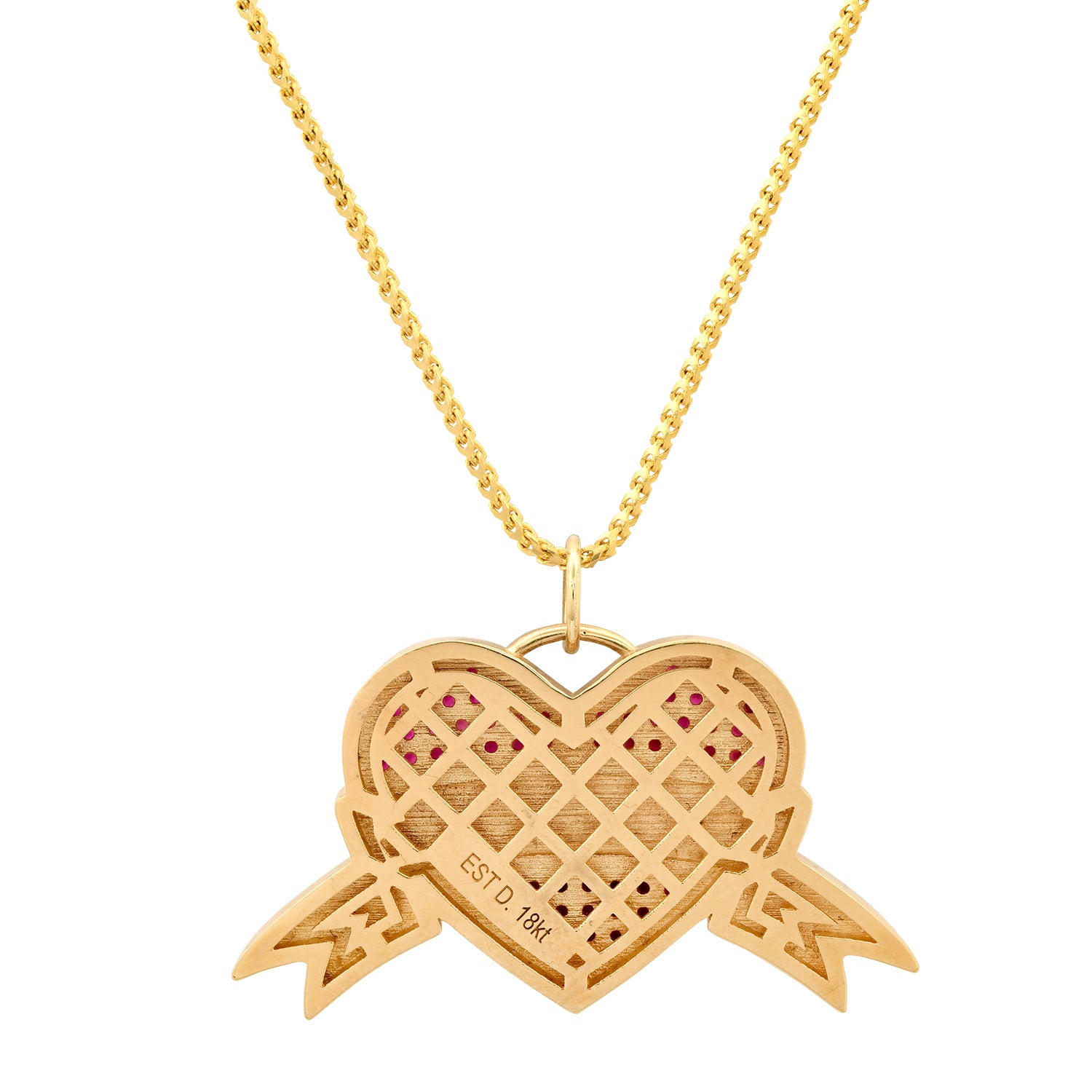 Daddy Tattoo Heart Necklace with Rubies