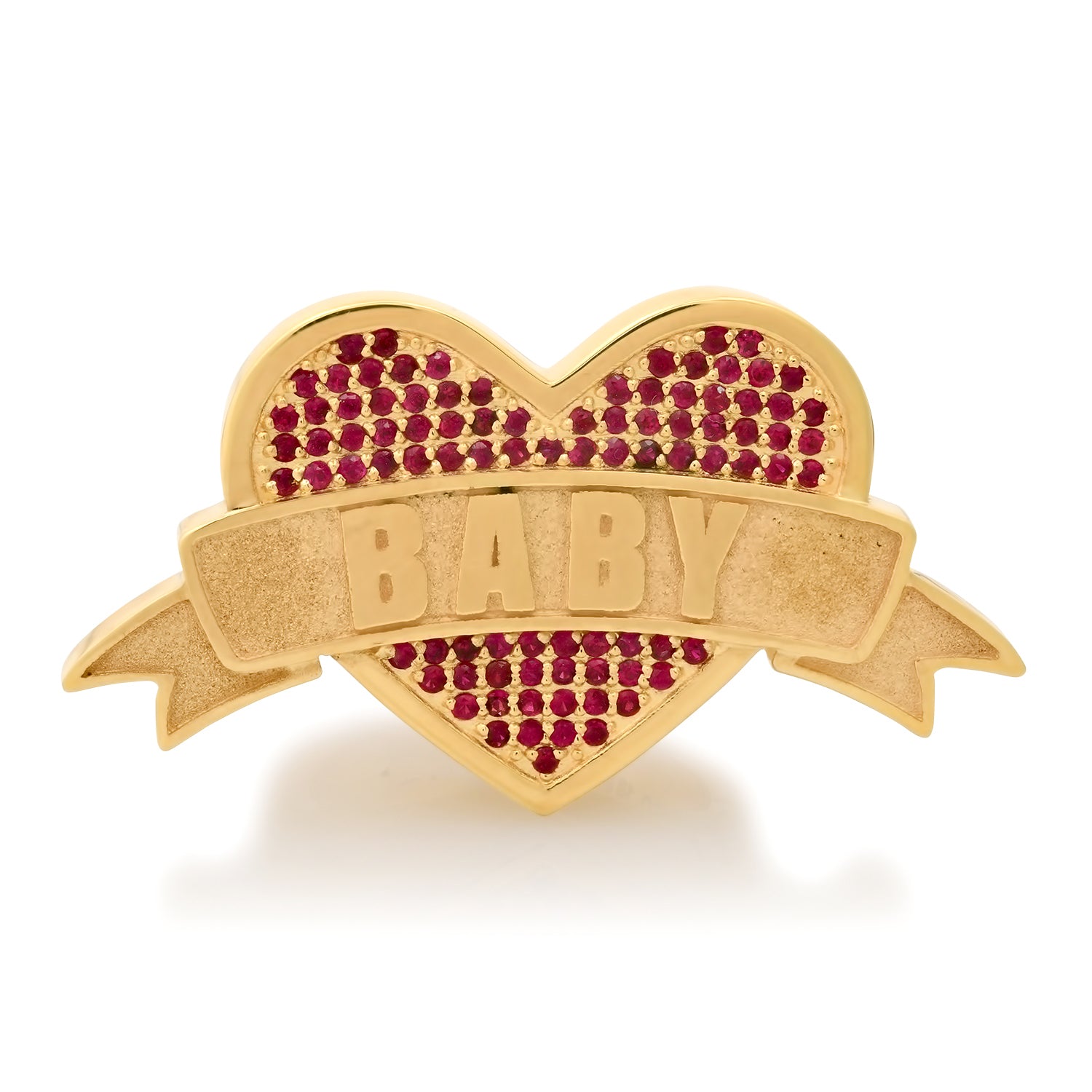 BABY Tattoo Heart Ring with Rubies