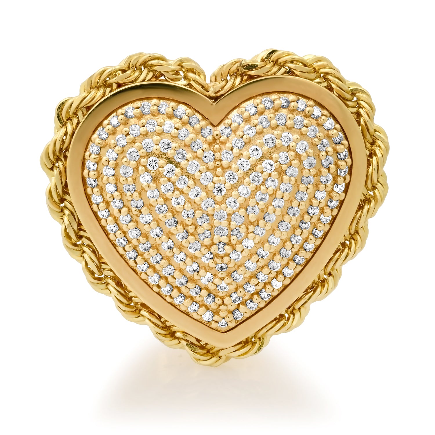 Pave Diamond Rope Heart Ring