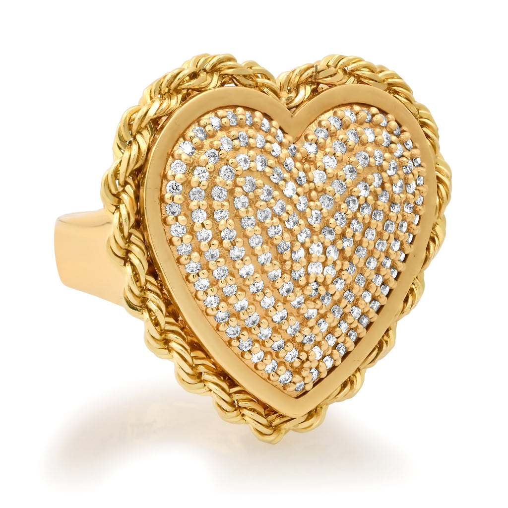 DIAMOND ROPE HEART RING