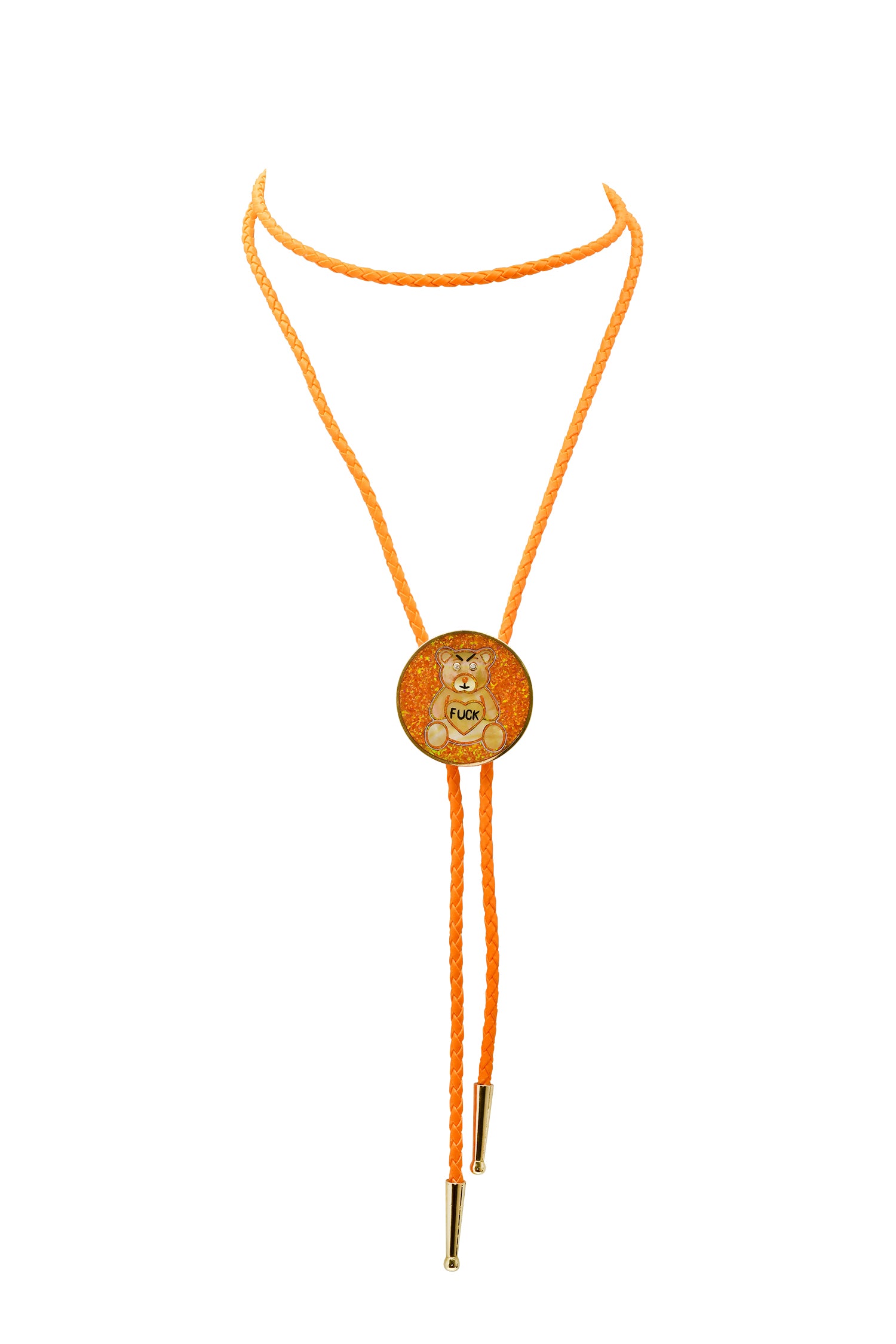 Orange Swear Bear Bolo Pendant
