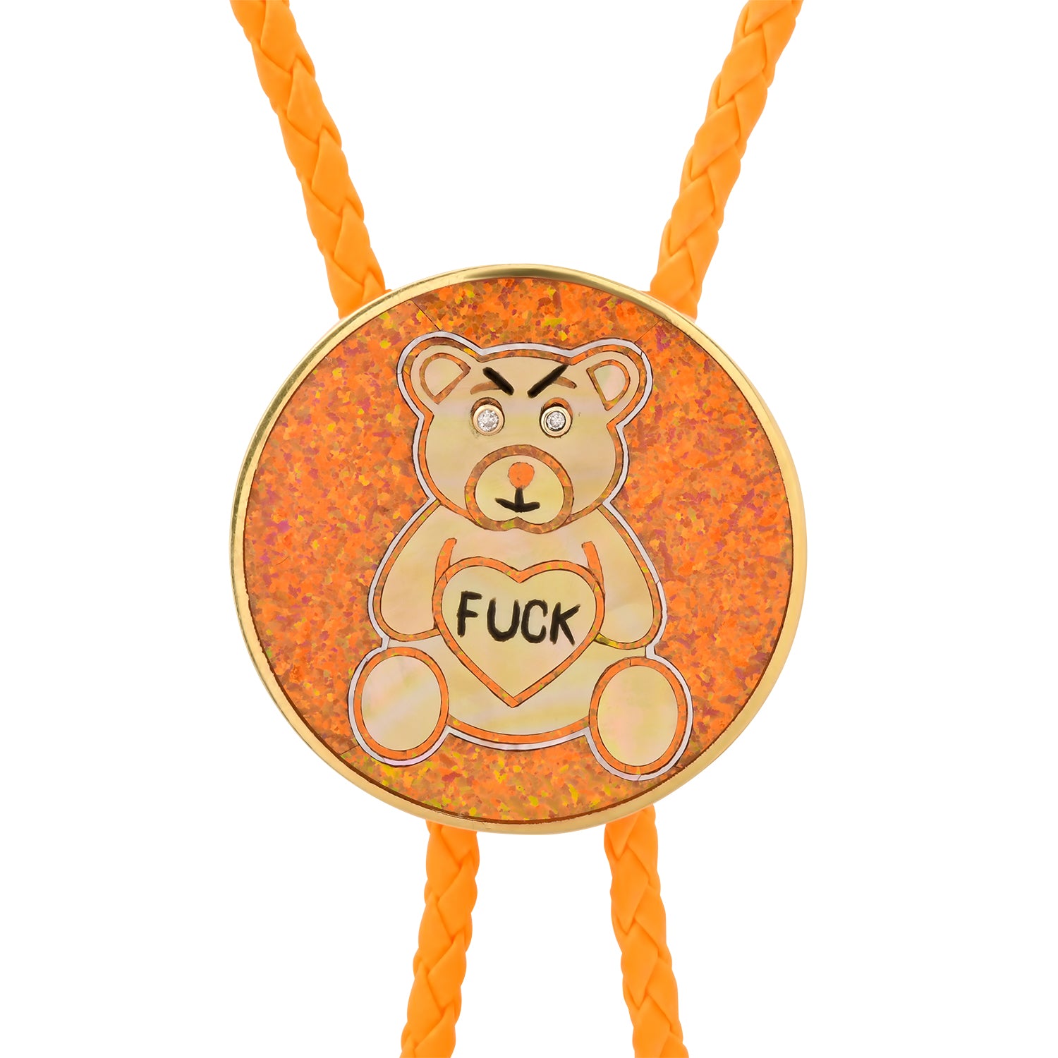 Orange Swear Bear Bolo Pendant