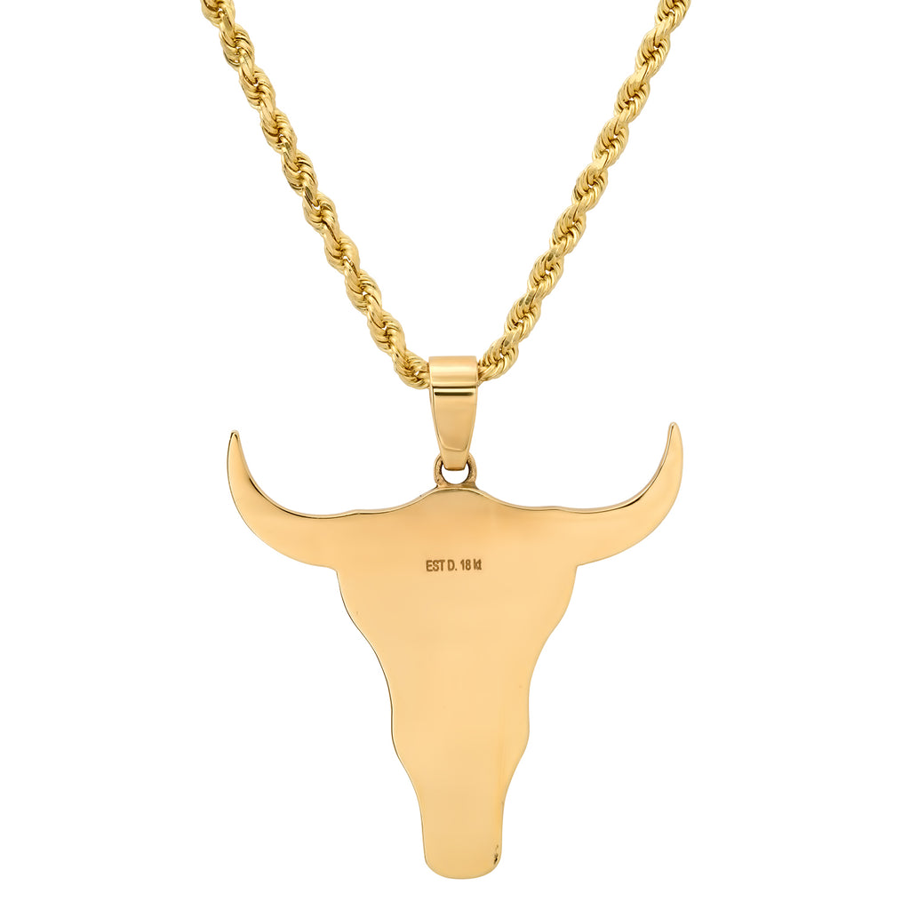 Bull Head Necklace with Pave Horns