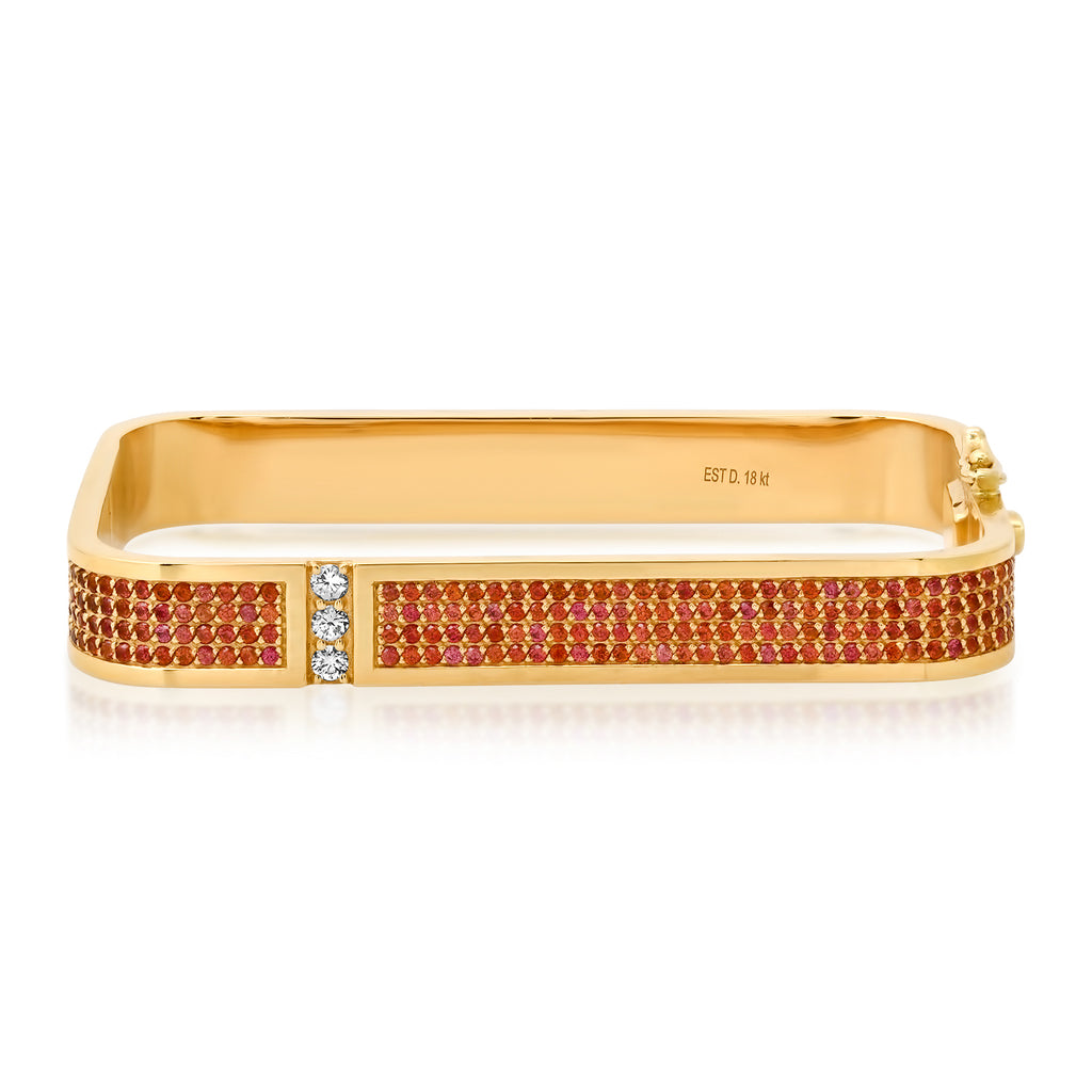 LOCKDOWN BANGLE WITH ORANGE SAPPHIRES