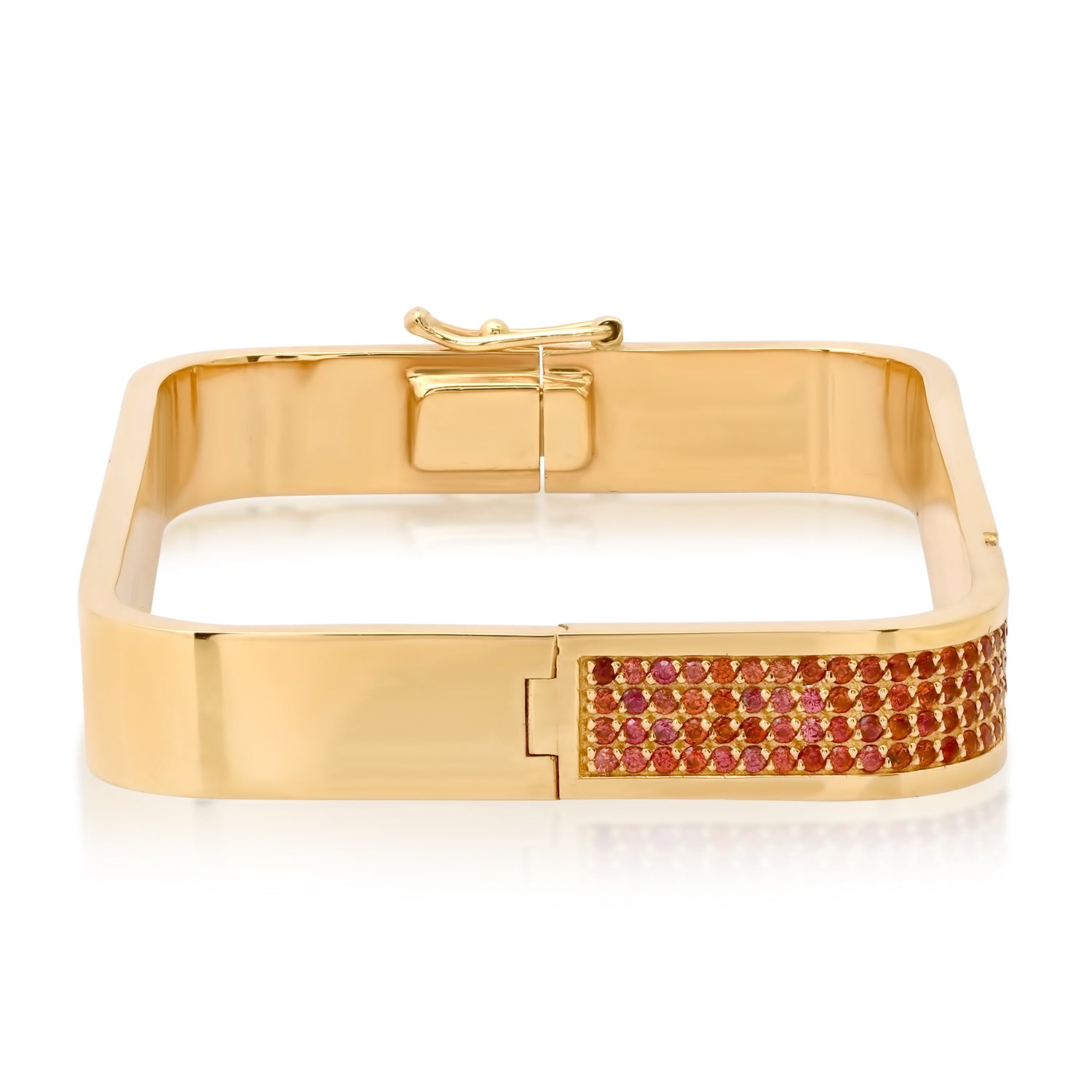 Pave Orange Sapphire Lockdown Bangle with Diamonds