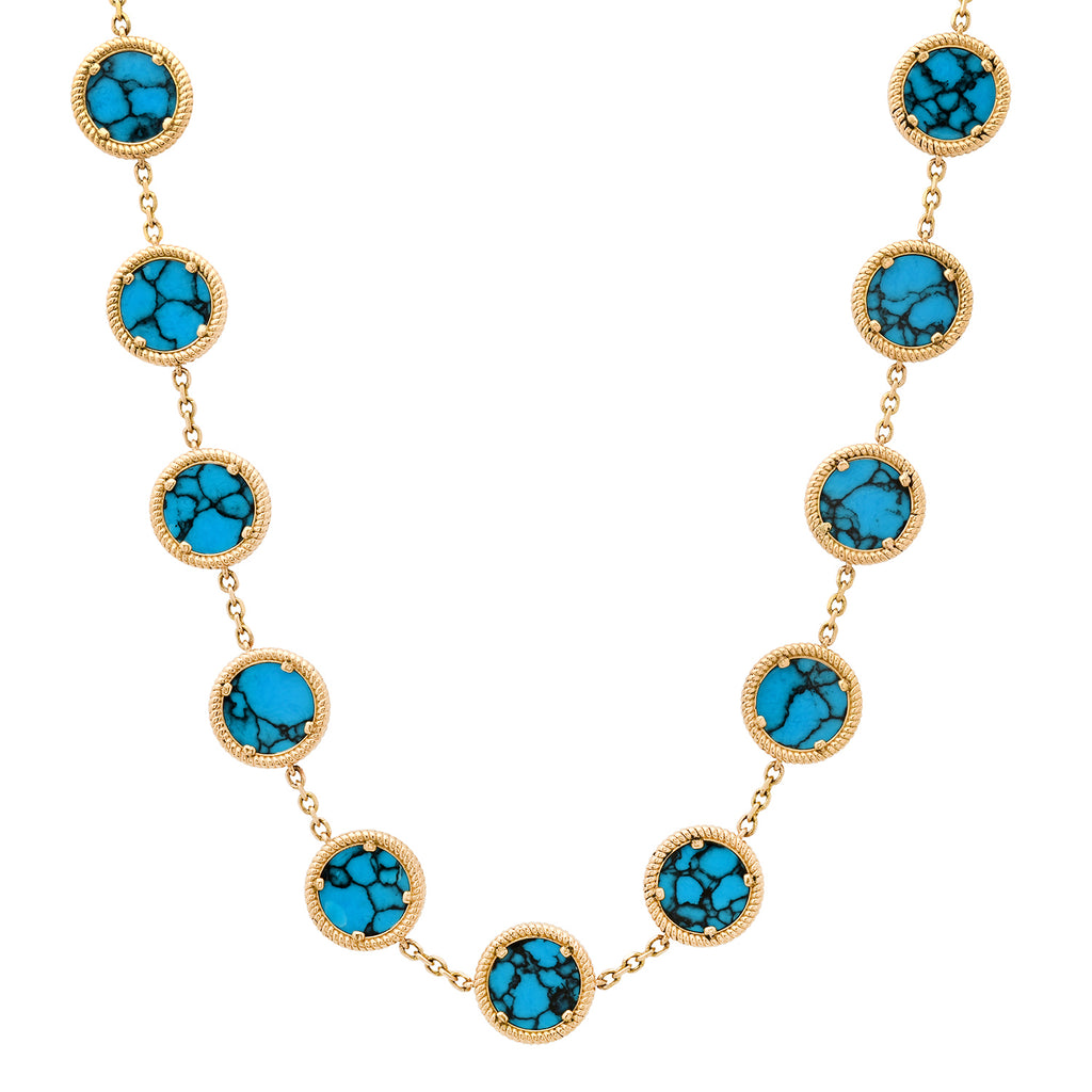 DISK NECKLACE WITH STONE INLAY