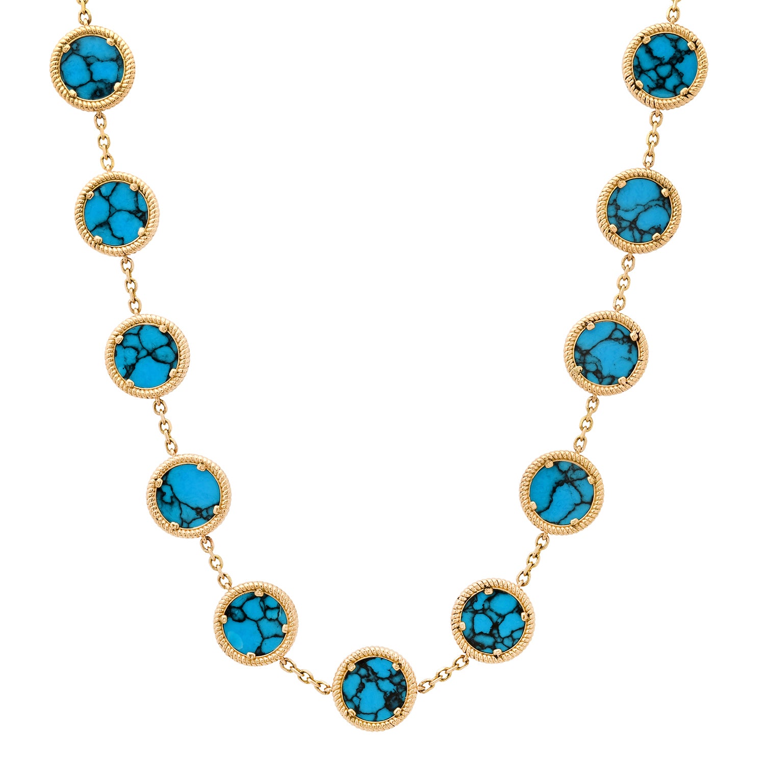 DISC NECKLACE WITH STONE INLAY