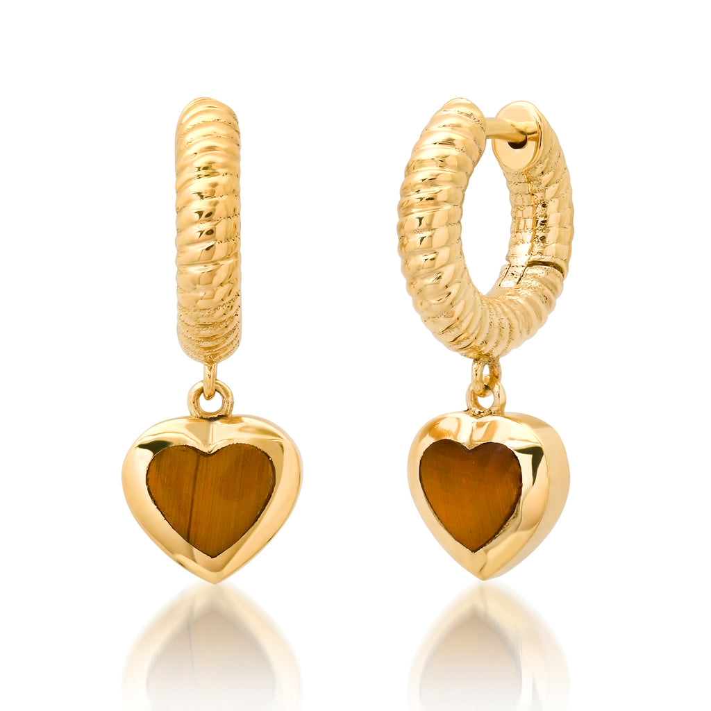ROPE HEART HUGGIES EARRINGS WITH DIAMONDS