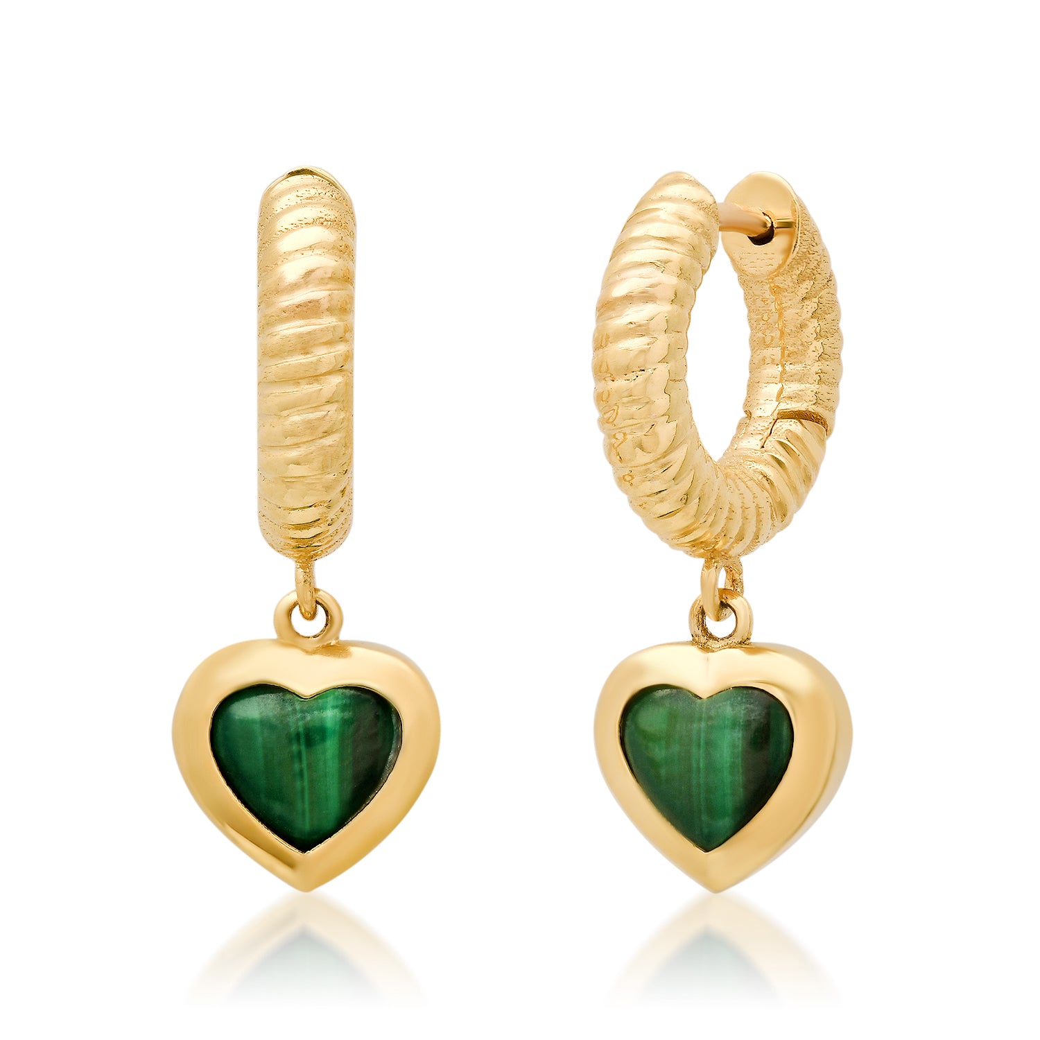 ROPE HEART HUGGIES EARRINGS WITH DIAMONDS