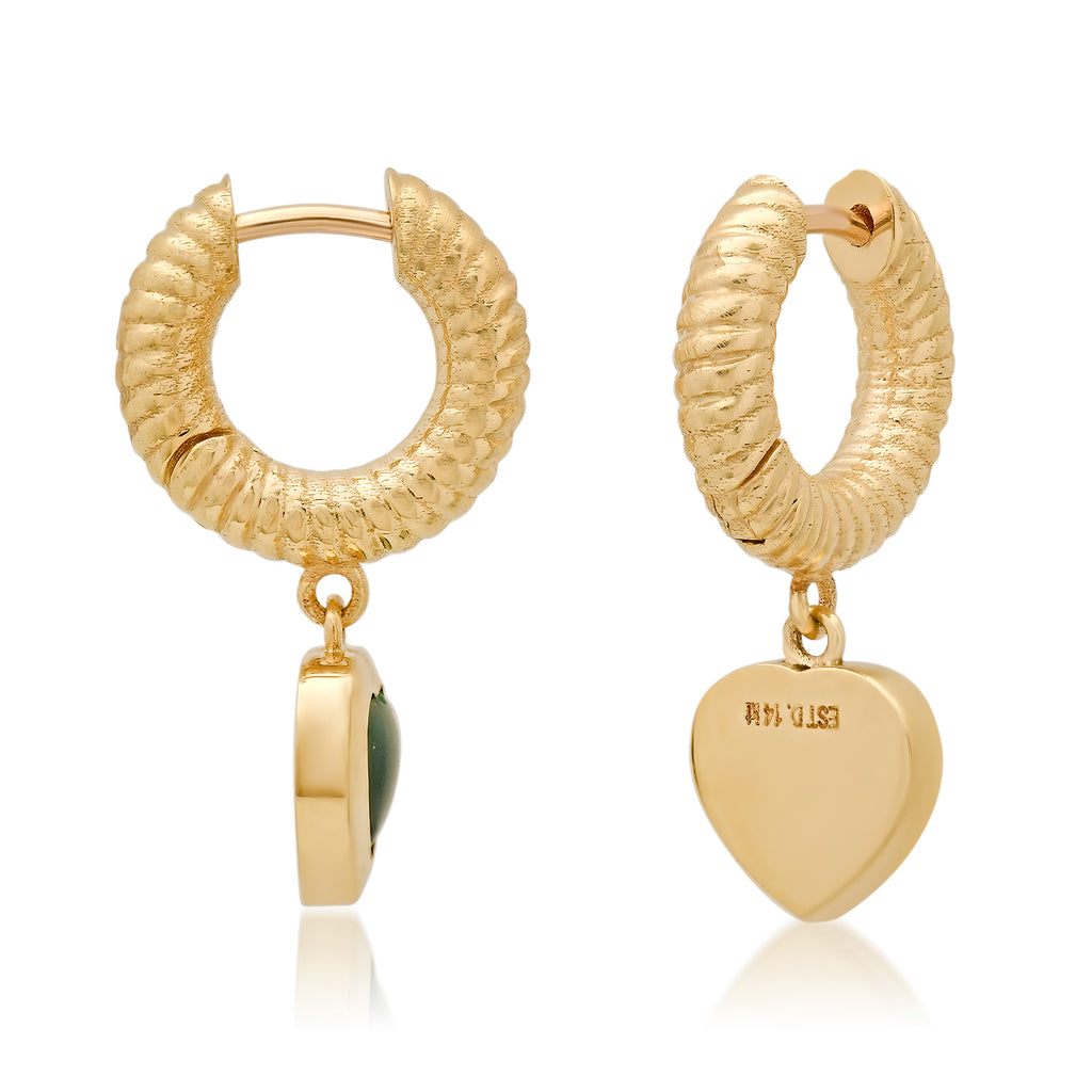 ROPE HEART HUGGIES EARRINGS WITH DIAMONDS