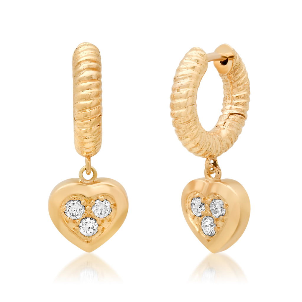 ROPE HEART HUGGIES EARRINGS WITH DIAMONDS