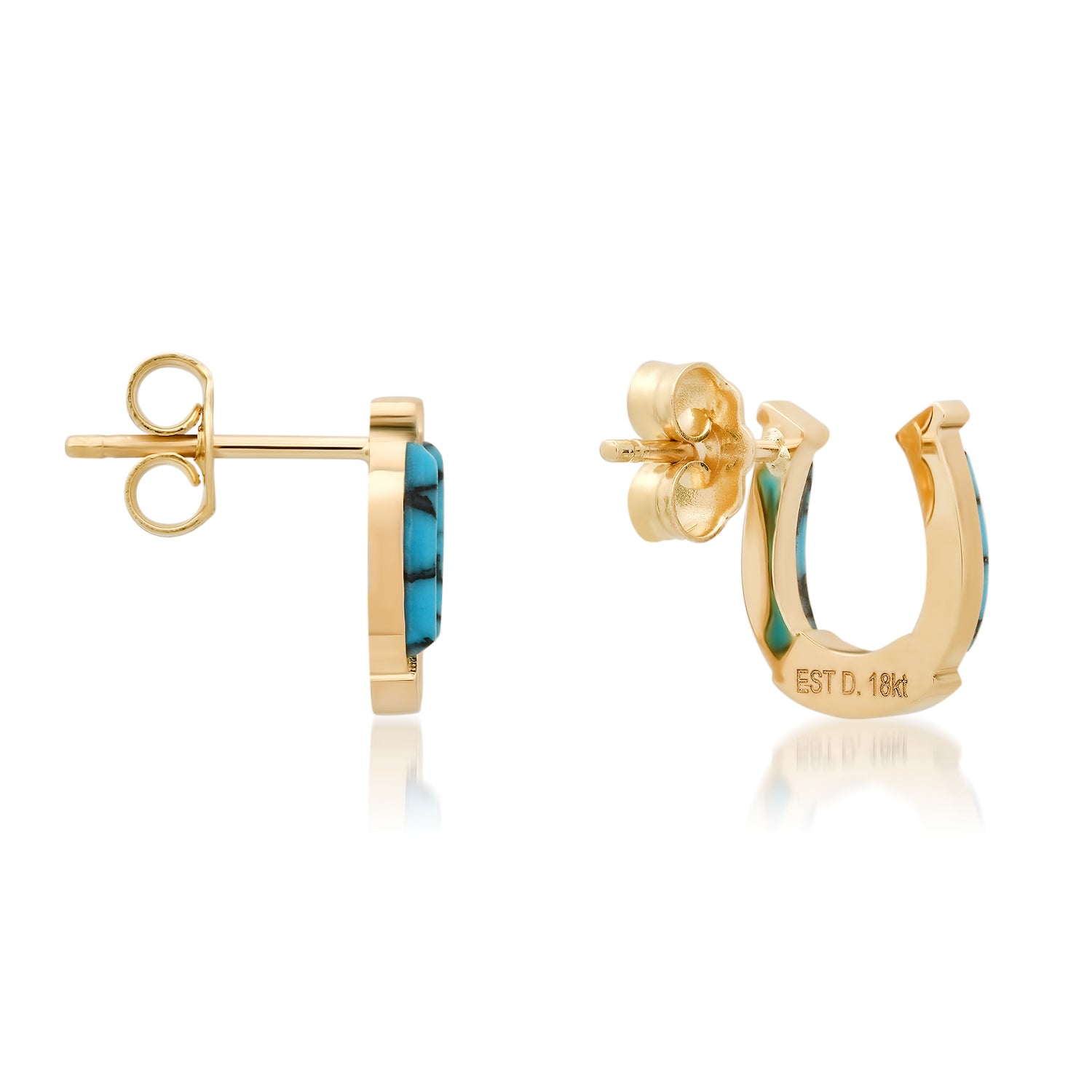 MINI HORSESHOE STUDS WITH INLAY