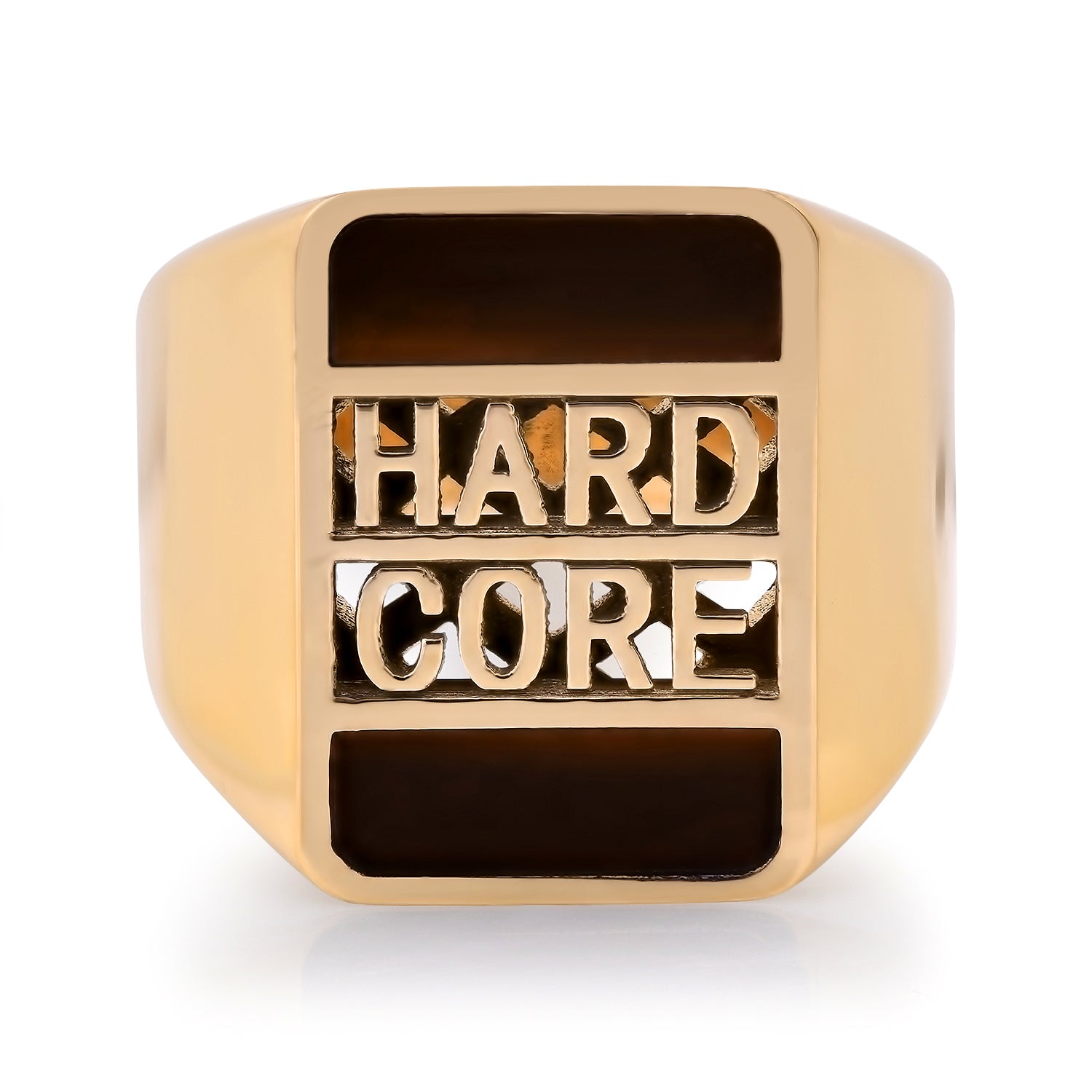 HARD CORE BANK RING WITH STONE INLAY