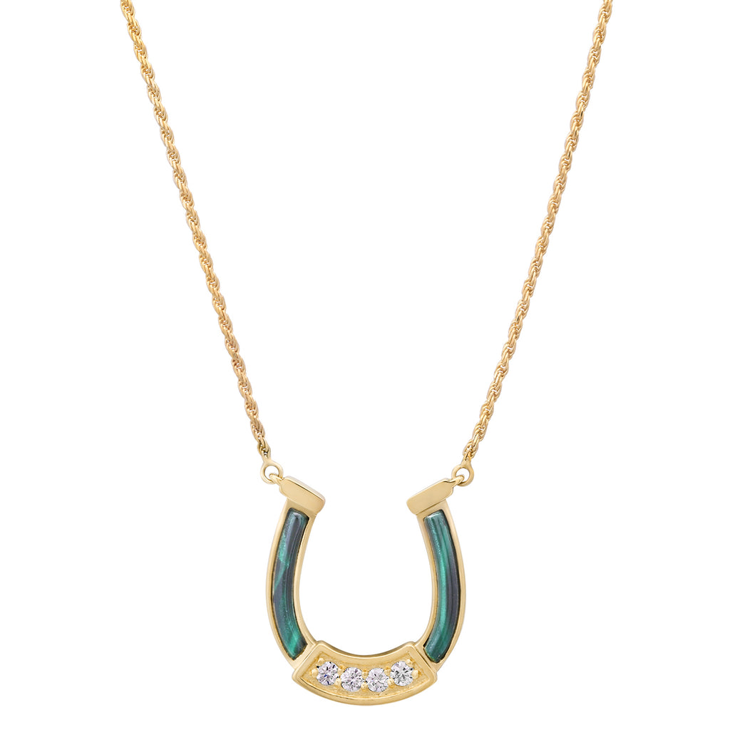 HORSESHOE NECKLACE WITH STONE INLAY
