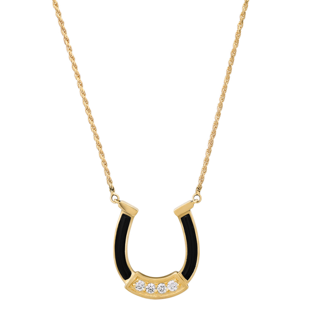 HORSESHOE NECKLACE WITH STONE INLAY