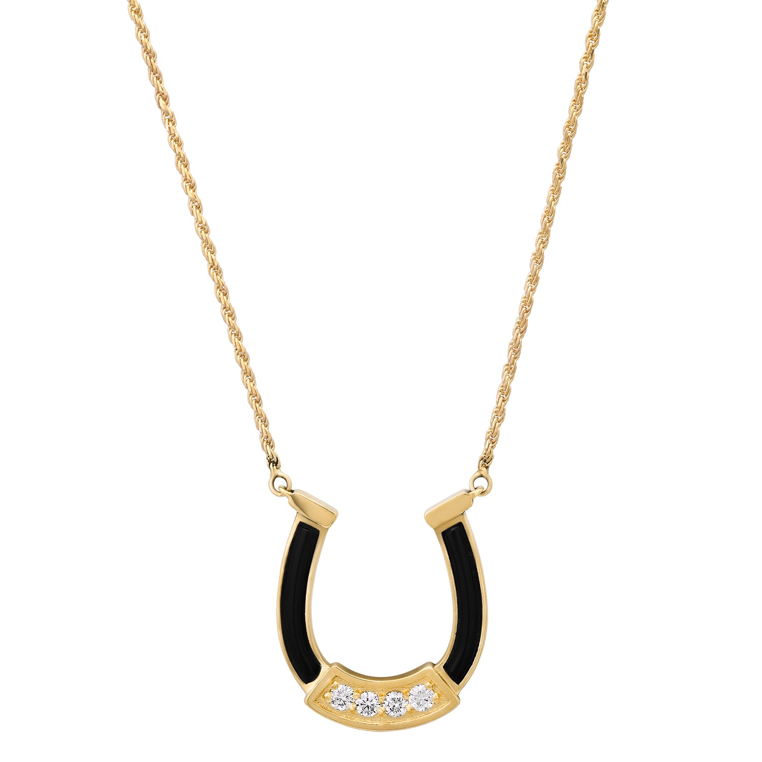 HORSESHOE NECKLACE WITH STONE INLAY