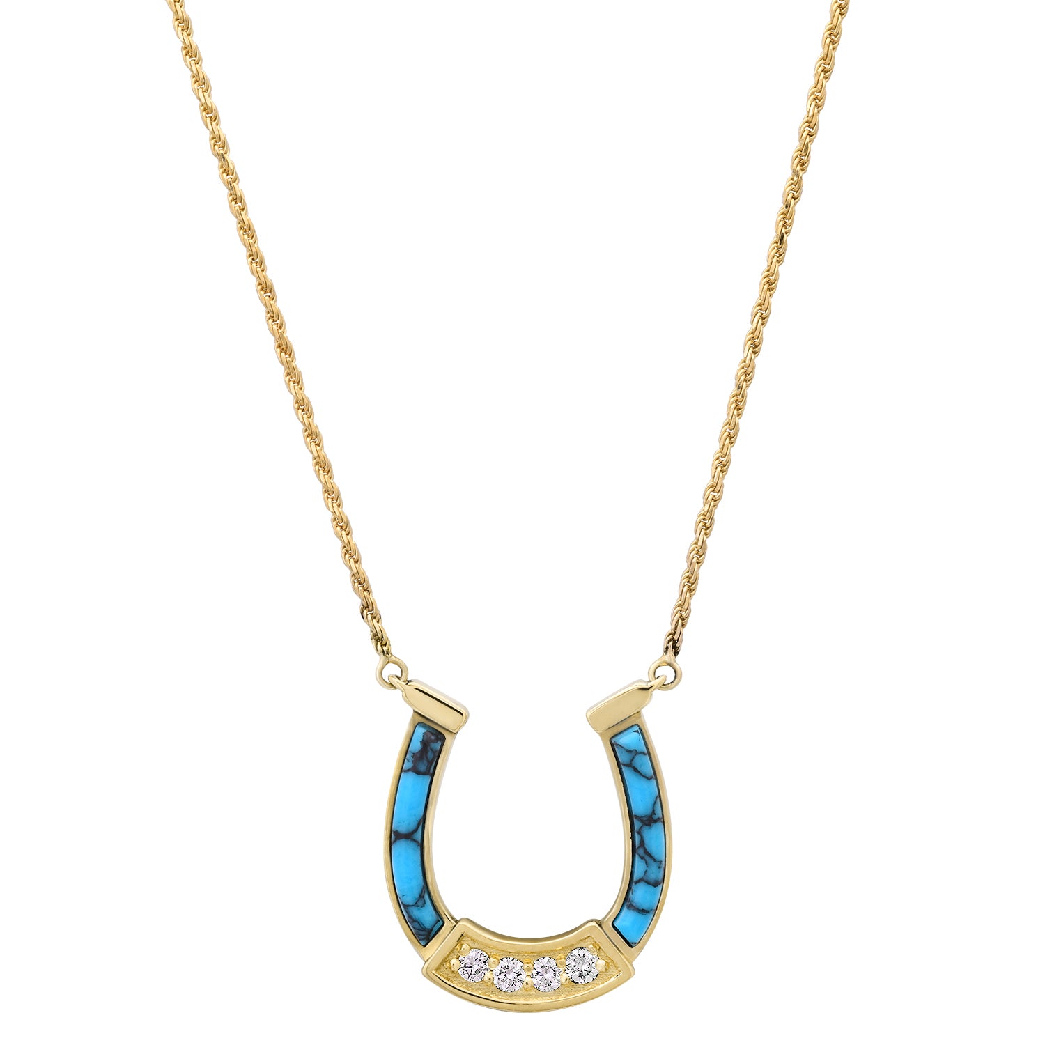 HORSESHOE NECKLACE WITH STONE INLAY
