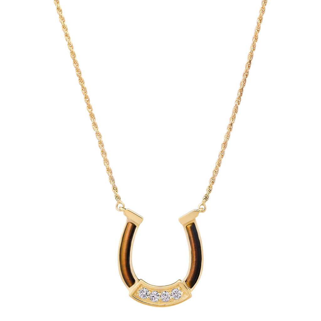 HORSESHOE NECKLACE WITH STONE INLAY