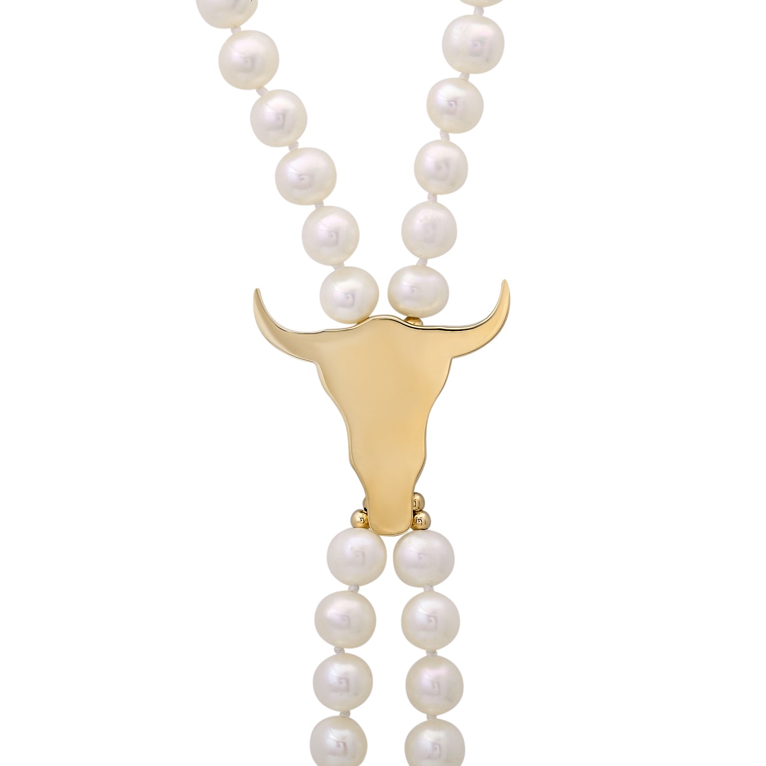 Pearl Bull Head Bolo Necklace
