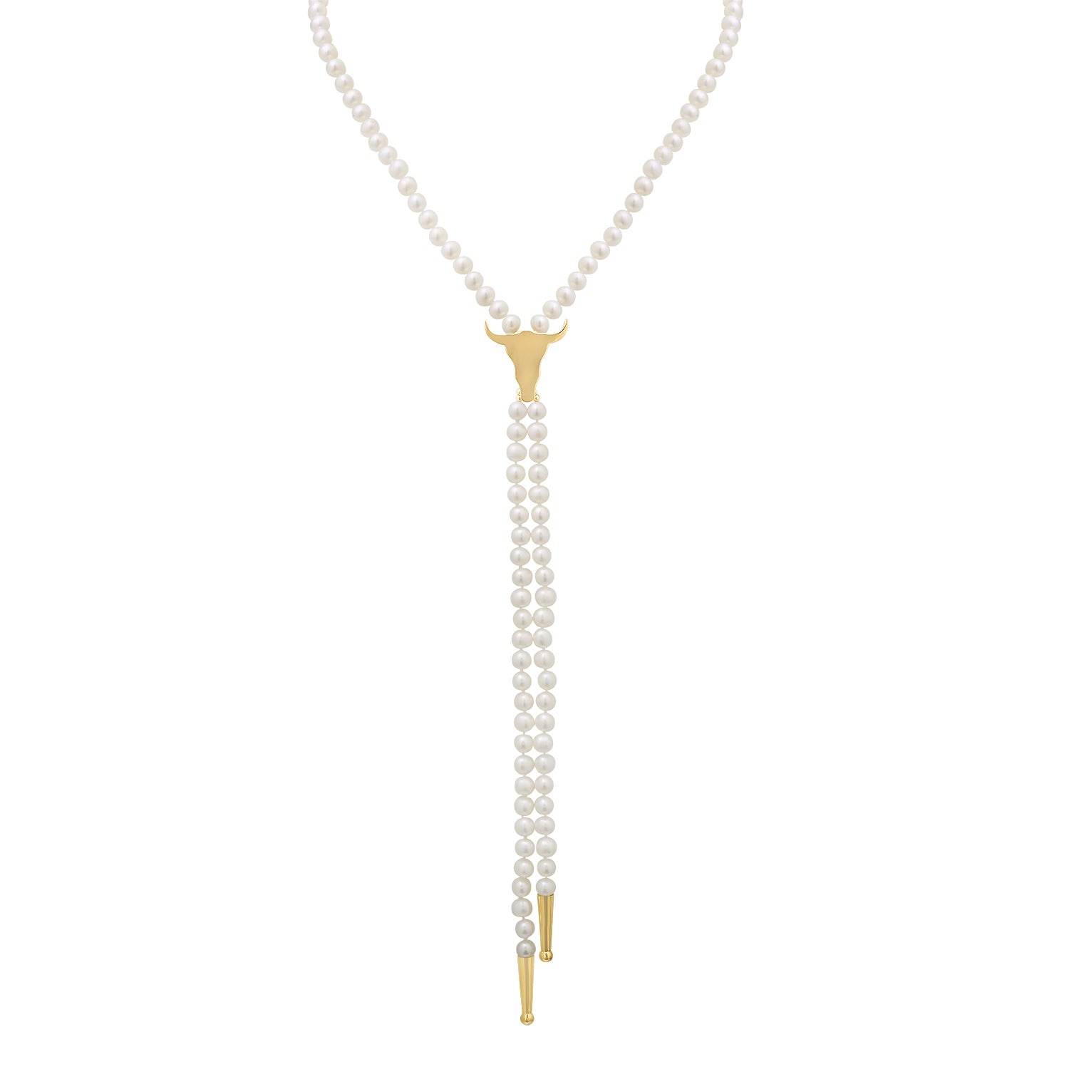 Pearl Bull Head Bolo Necklace