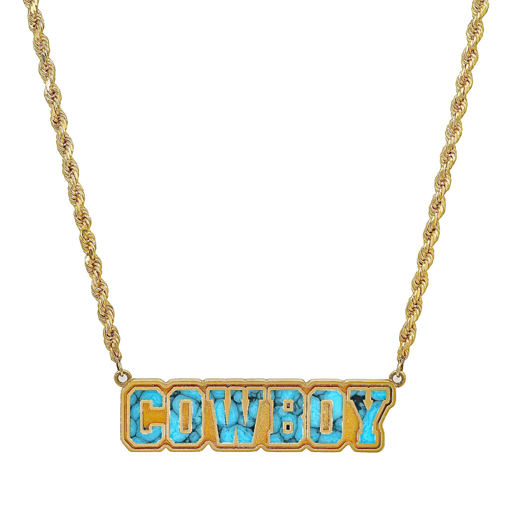 "COWBOY" JERSEY NAMEPLATE NECKLACE