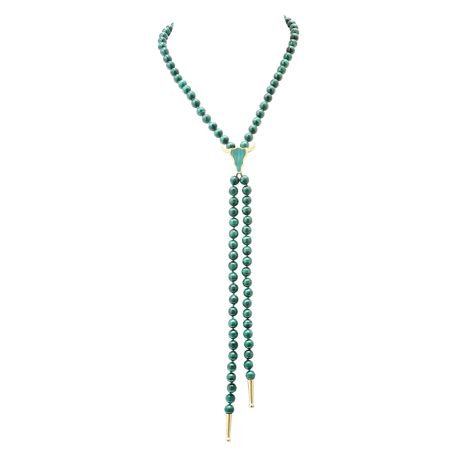 MALACHITE BULL HEAD WITH MALACHITE FACE