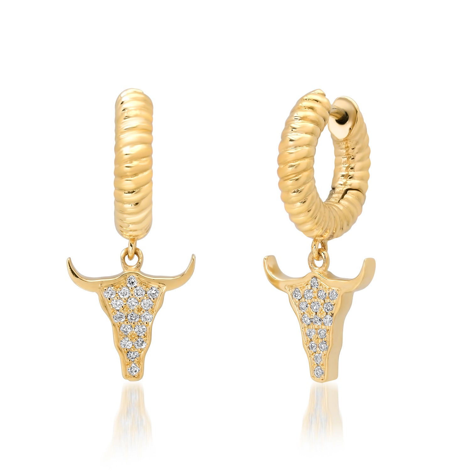 BULL HEAD ROPE HUGGIES WITH PAVE DIAMONDS