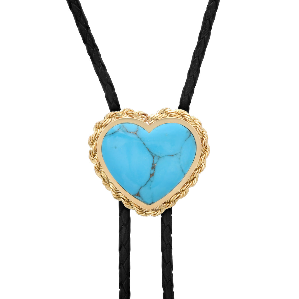 ROPE HEART STONE INLAY BOLO NECKLACE