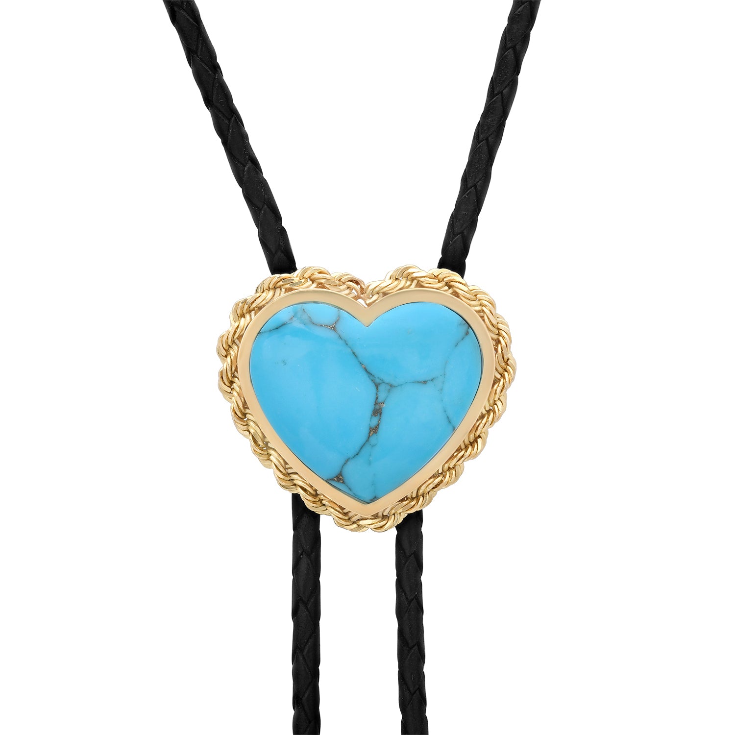 ROPE HEART STONE INLAY BOLO NECKLACE