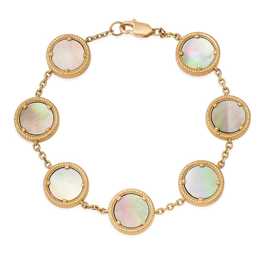 DISC BRACELET WITH STONE INLAY