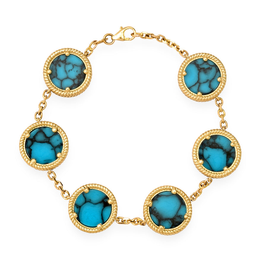 DISC BRACELET WITH STONE INLAY