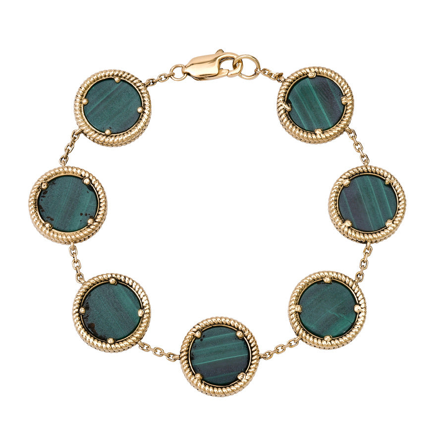 DISC BRACELET WITH STONE INLAY