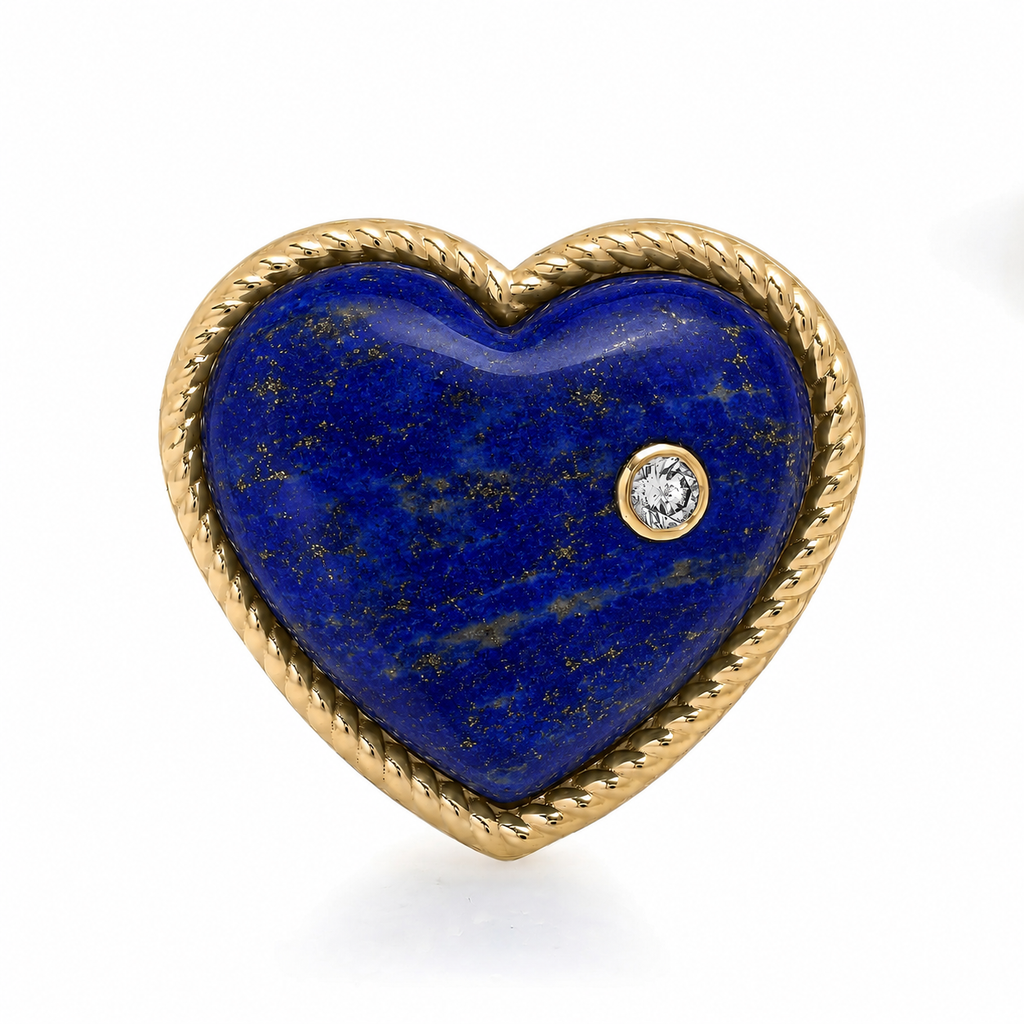 XL STONE HEART RING WITH DIAMOND
