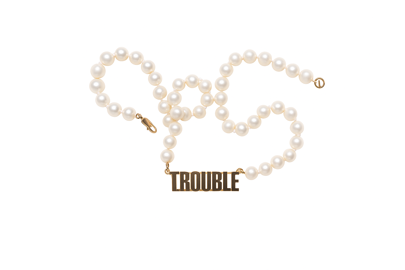 "TROUBLE" Pearl Necklace